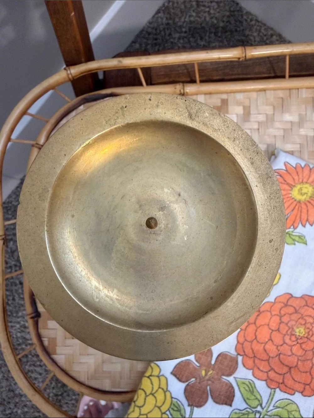 Vintage Solid Brass STS Chamberstick Candle Holder 7” Pillar Candle Holder